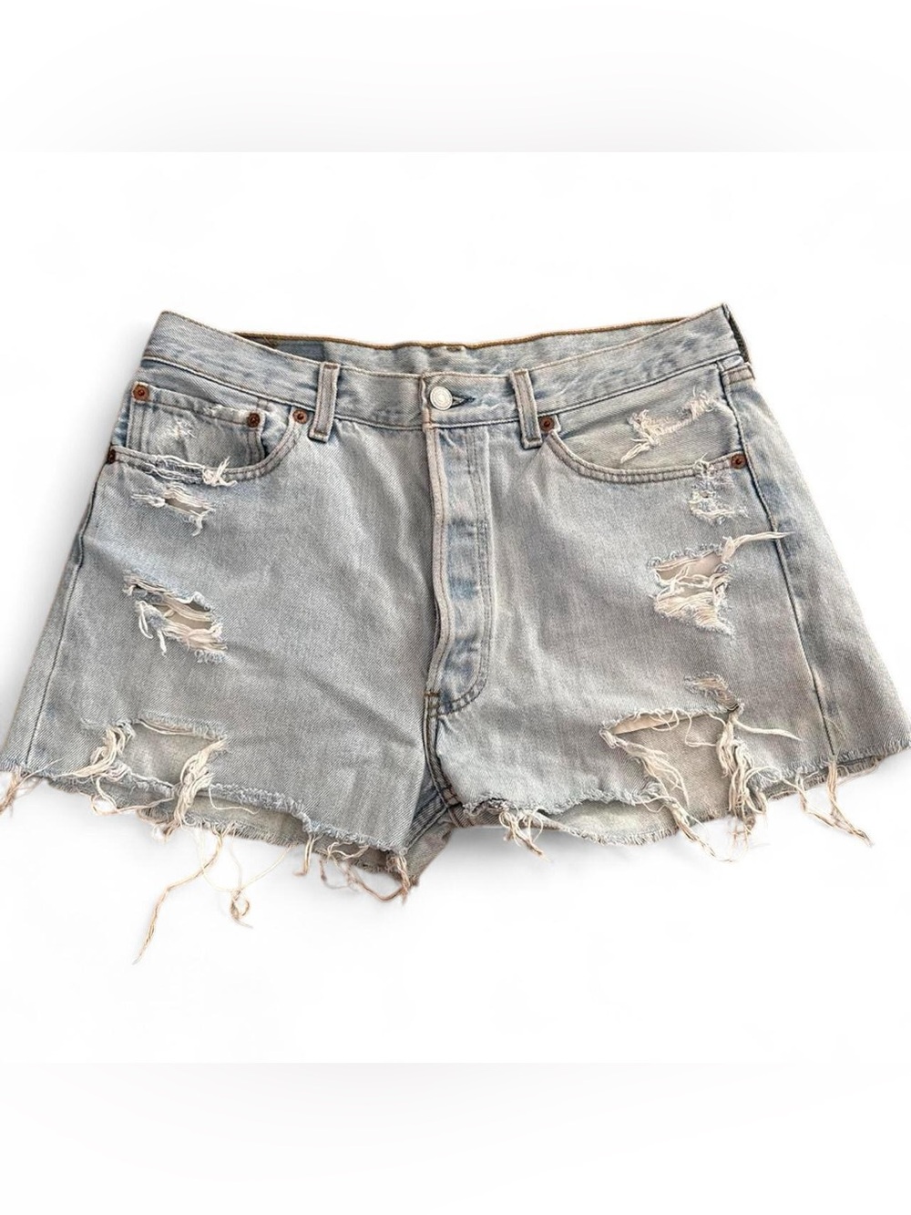Rare upcycled Levi's 501 high-waisted shorts by Petros Vintage